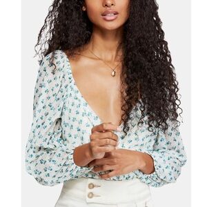 Free People Sweetie Pie Floral Surplice Top Size S